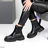 Жіночі зимові коричневі черевики, жіночі шкіряні челсі, жіночі зимові черевики натуральна шкіра, чорні жіночі черевики зимові, фото 4