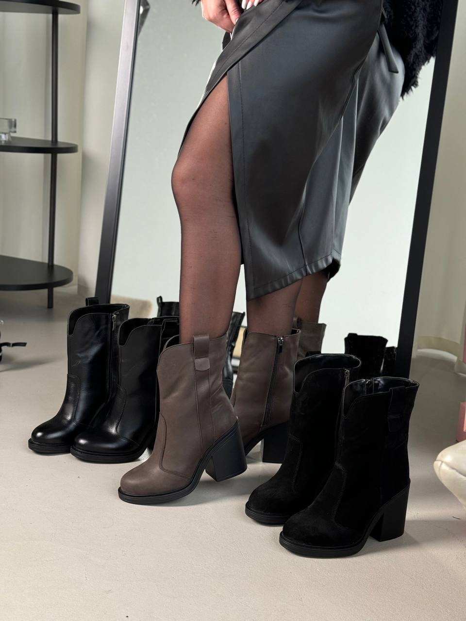 Жіночі черевики козаки зимові , Жіночі коричневі козаки зимові, зимові Черевики-ковбойки, фото 1