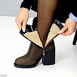 Жіночі черевики козаки зимові , Жіночі коричневі козаки зимові, зимові Черевики-ковбойки, фото 4