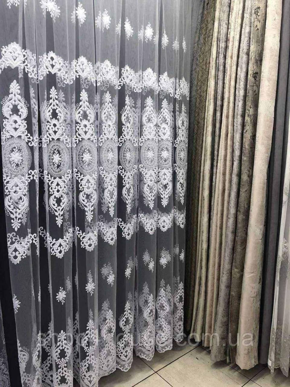 Тюль Версаль Туререччина Біла, фото 1