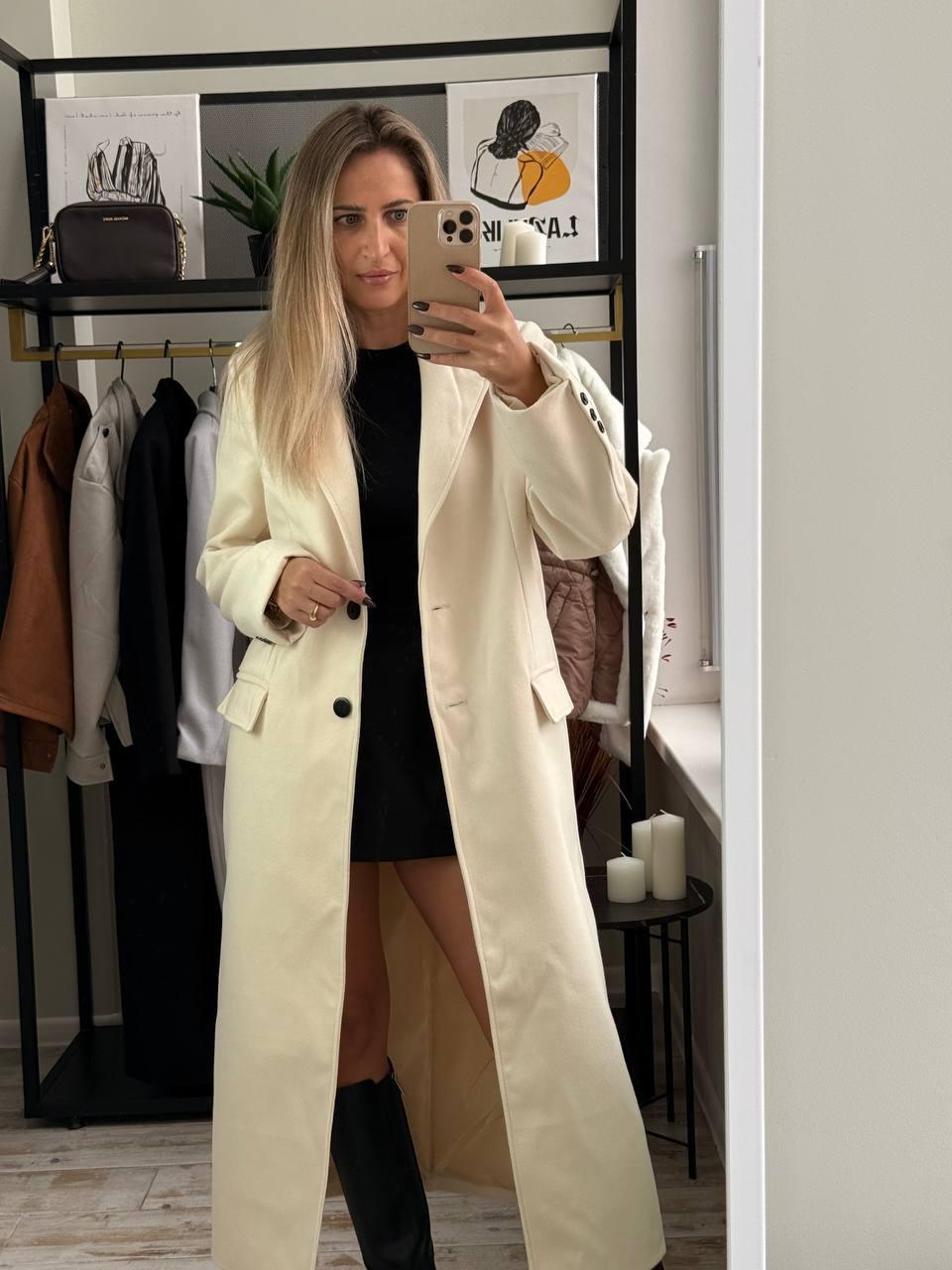 Пальто жіноче на підкладці Модель: 1555-5751 Колір: сірий, чорний, молоко, фото 1