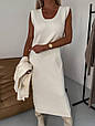 Костюм жіночий двійка: сукня-майка + светр Модель: 1555-5466 Колір: молоко, графіт, фото 4