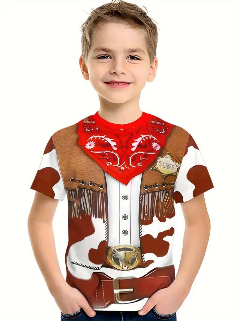 Дитячий костюм Ковбоя футболка 3Д-принтом образ Ковбоя для хлопчика, фото 1