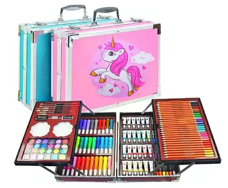 Дитячий художній набір в алюмінієвій валізі "Єдиноріг" для малювання із 145 пред. Набір для творчості