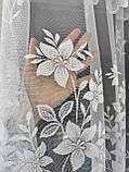 Білий жаккардовий тюль жаккард з квітами у вітальню, в зал, в спальню, фото 4