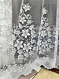 Білий жаккардовий тюль жаккард з квітами у вітальню, в зал, в спальню, фото 8