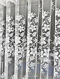 Білий жаккардовий тюль жаккард з квітами у вітальню, в зал, в спальню, фото 9