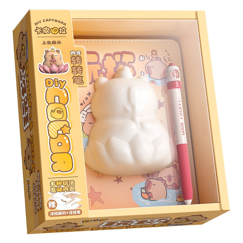 Творчий Набір Антистрес Капібара Squishy DIY Блокнот, Фарби, Пензлик, Ручка (01579)