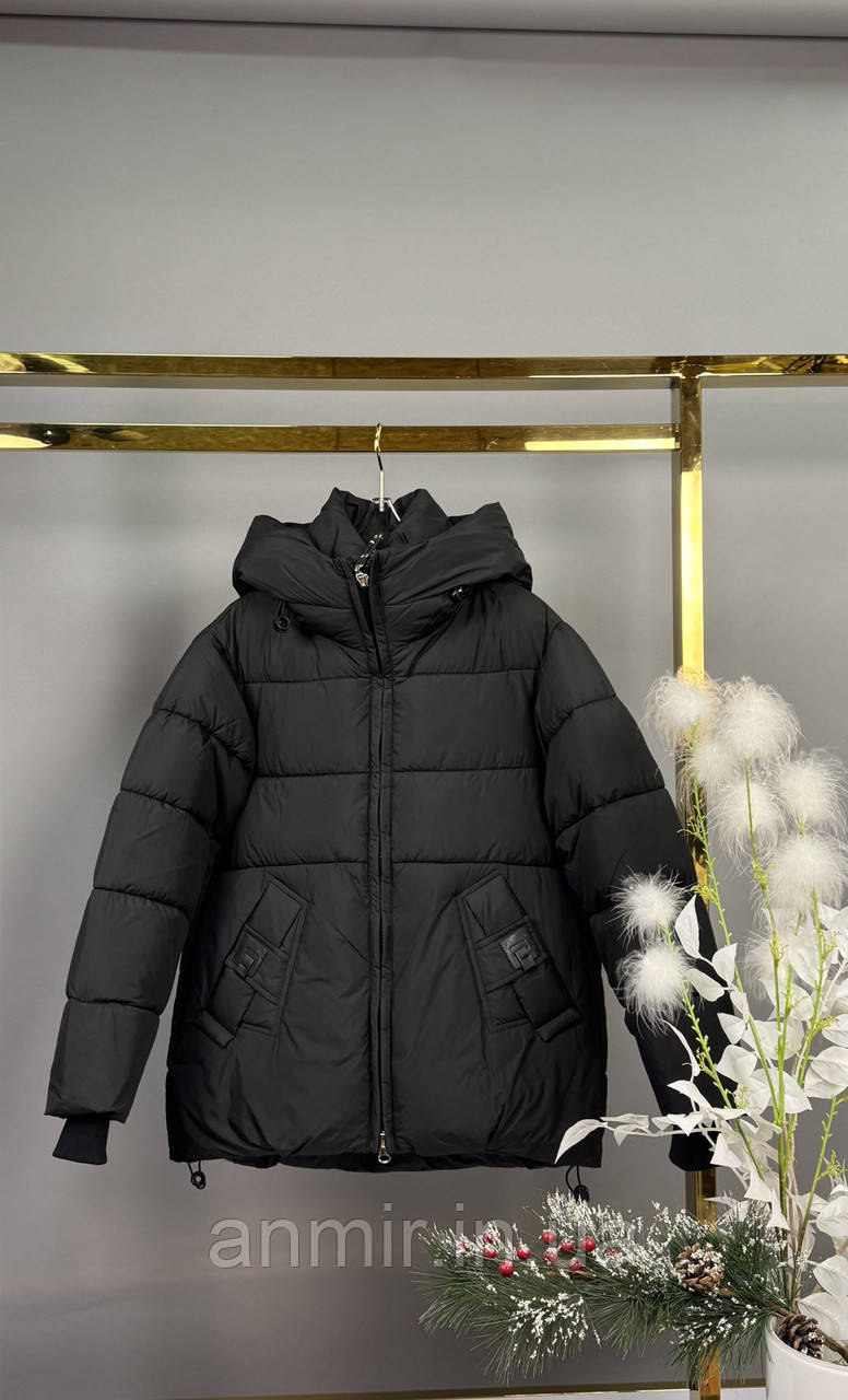 Куртка зимова пуффер юніор стьобана для дівчинки 10-14 років, колір чорний