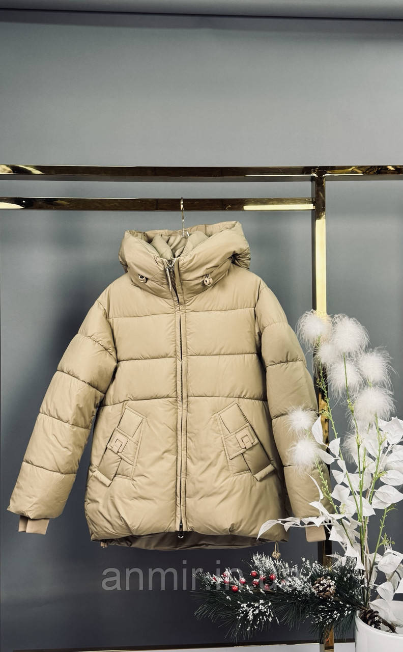 Куртка зимова пуффер юніор стьобана для дівчинки 10-14 років, колір бежевий