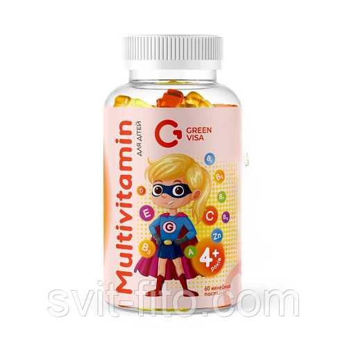 Мультивітамін для дітей 60 желейних пастилок ГрінВіза, фото 1