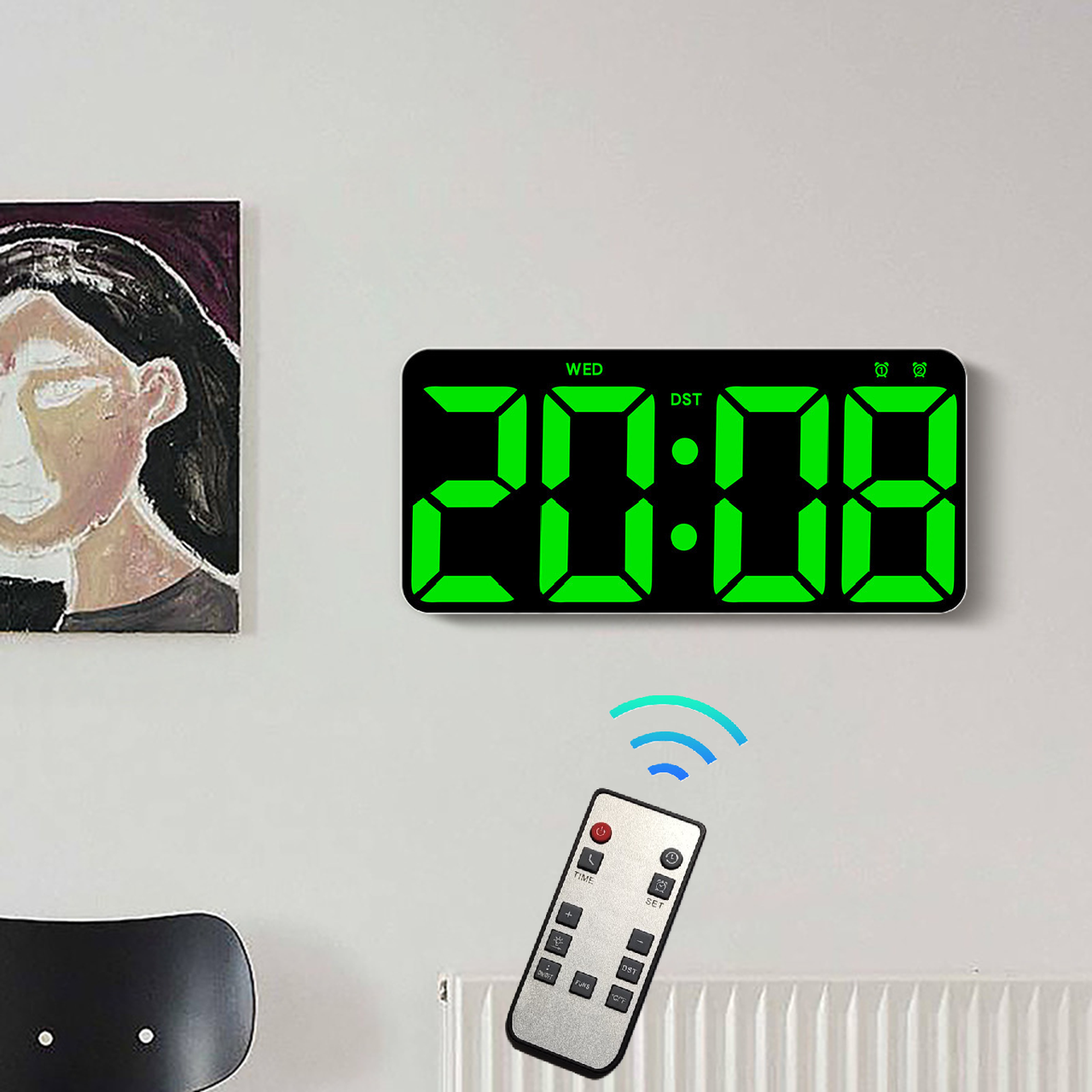 Годинник Deepfox YX-2804 LED цифровий електронний настінний/настільний Будильник Дата Температура 33,7х16см, фото 1