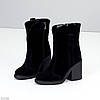 Чорні замшеві високі черевики ковбойки на середньому підборі, фото 3