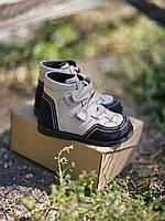 Дитячі бежеві ортопедичні шкіряні демісезонні черевики на липучках на флісі 24 р, фото 5