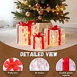 Подарункові коробки 3 шт LED  Набір з 3 шт. різдвяних світлових подарункових коробок, фото 3