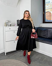 Замшева жіноча сукня чорна великого розміру Розміри: 48-50, 52-54, 56-58, 60-62, фото 4