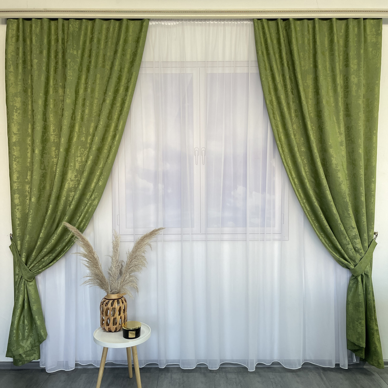 Зелені однотонні штори мармур готові ALBO (SH-M23-4), фото 1