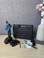 Акумуляторний садовий секатор 48 V у кейсі/Електричний гілкоріз і кущоріз із безщітковим двигуном, індикатором заряду