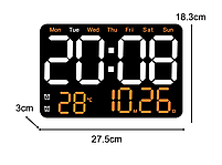 Годинник Deepfox DS-6652 LED цифровий електронний настінний/настільний Будильник Дата Температура 27,5х18,3см, фото 7