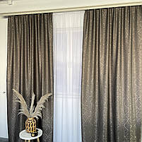 Штори лляні "бите скло" ALBO темно-коричневі 150×270 см, комплект 2 шт. (SH-M17-8), фото 5