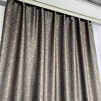 Штори лляні "бите скло" ALBO темно-коричневі 150×270 см, комплект 2 шт. (SH-M17-8), фото 6