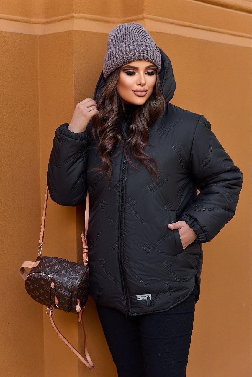 Зимова жіноча куртка чорна великого розміру батал Розміри: 48-50, 52-54, 56-58, 60-62
