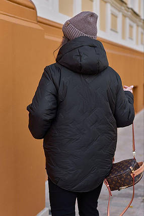 Зимова жіноча куртка чорна великого розміру батал Розміри: 48-50, 52-54, 56-58, 60-62, фото 3