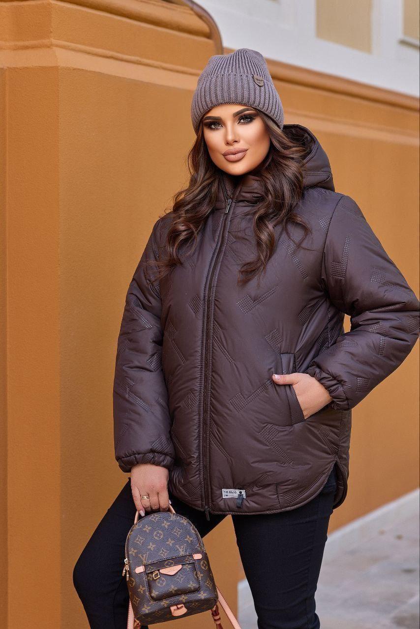 Зимова жіноча куртка шоколад великого розміру батал Розміри: 48-50, 52-54, 56-58, 60-62