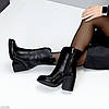 Чорні шкіряні високі черевики ковбойки на середньому підборі, фото 9