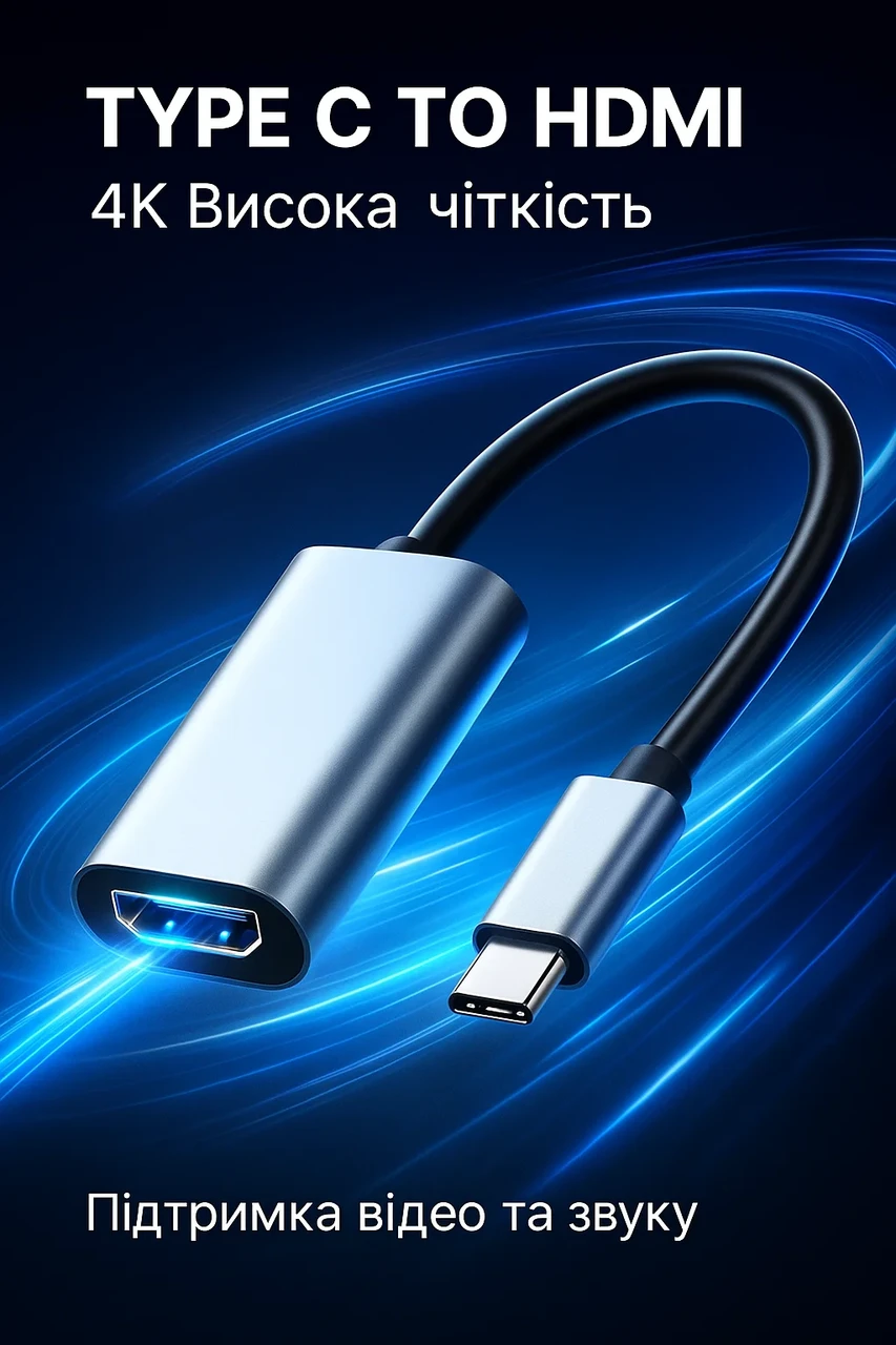 Перехідник Type-C to HDMI 4K 30Hz, фото 1