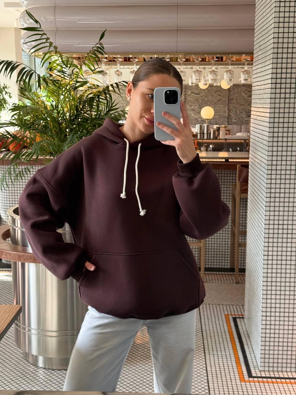 Худі жіноче Модель: 1555-5975 Колір: шоколад, сливовий, фото 1