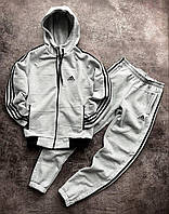 Спортивний костюм чоловічий зимовий Adidas Essentials Fleece світло-сірий теплий на флісі