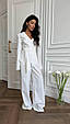 Костюм жіночий з поясом Модель: 847-1032 Колір: білий, шоколад, чорний, фото 5