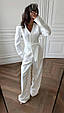 Костюм жіночий з поясом Модель: 847-1032 Колір: білий, шоколад, чорний, фото 8