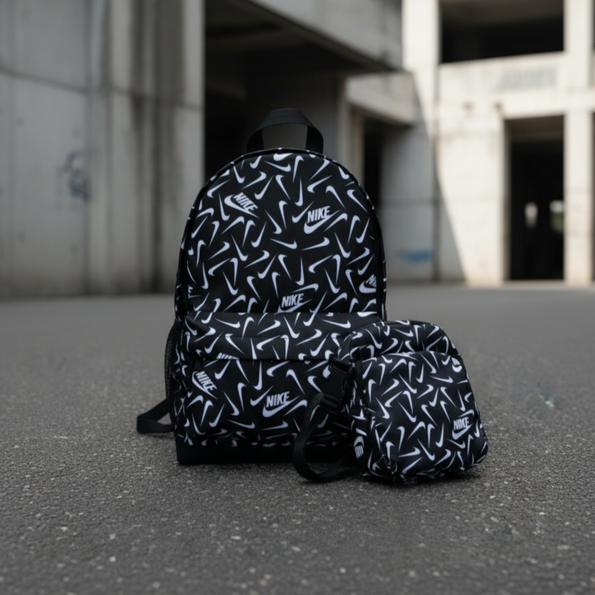 Чоловічий спортивний рюкзак Nike Air чорний, чоловіча сумка месенджер Найк у подарунок, фото 1