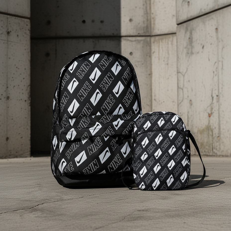 Чоловічий спортивний рюкзак Nike Air чорний, чоловіча сумка месенджер Найк у подарунок, фото 1