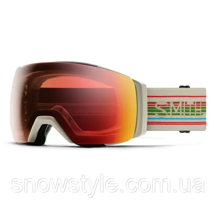 Гірськолижна маска Smith I/O Mag XL Chalk Straightline 2 Лінзи ChromaPop Pro Photochromic Red/ChromaPop Storm Blue Sensor, фото 1