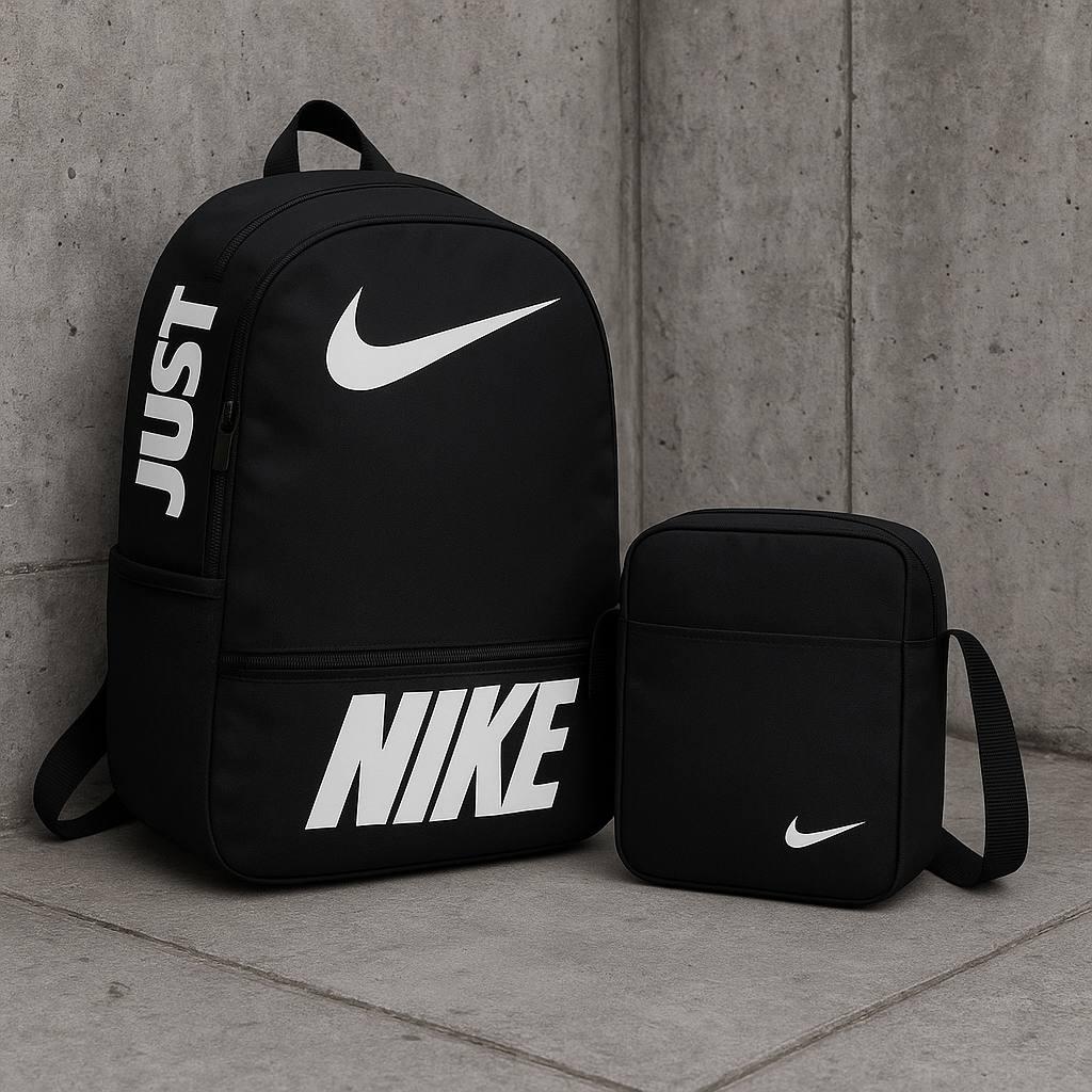 Чоловічий спортивний рюкзак Nike Air чорний, чоловіча сумка месенджер Найк у подарунок, фото 1