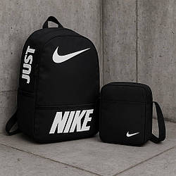 Чоловічий спортивний рюкзак Nike Air чорний, чоловіча сумка месенджер Найк у подарунок