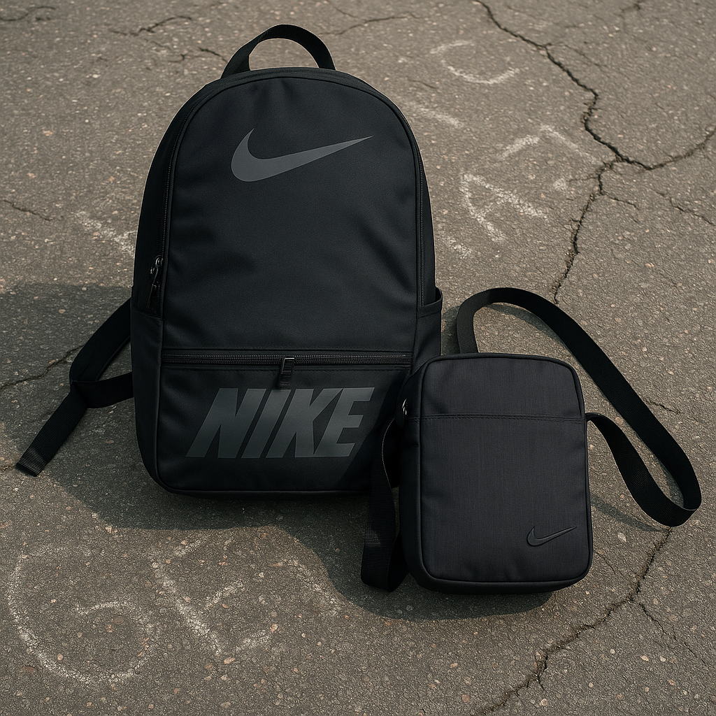 Чоловічий спортивний рюкзак Nike Air чорний, чоловіча сумка месенджер Найк у подарунок, фото 1