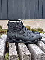Дитячі чорні підліткові ортопедичні демісезонні черевики на липучках 39 розмір, фото 3