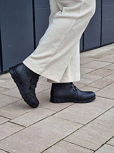 Дитячі чорні підліткові ортопедичні демісезонні черевики на липучках 33 р