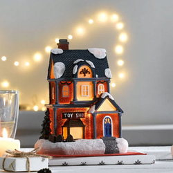 Новорічна декоративна гірлянда будиночки з підсвіткою | LED декор на батарейках із таймером, ручний розпис