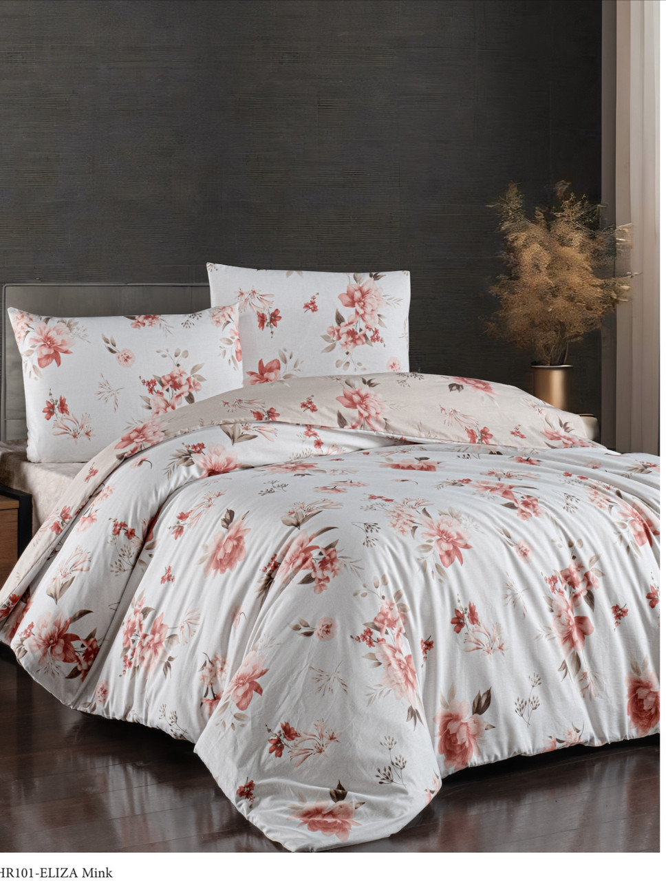 Постільна білизна Altinbasak з простирадлом на гумці євро розмір Eliza mink, фото 1