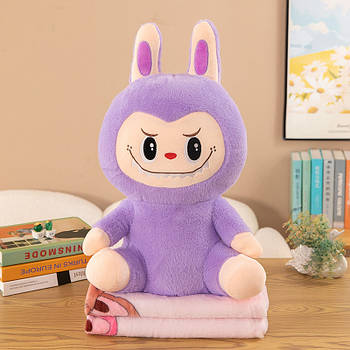 Плед — м'яка іграшка 3 в 1 Лабубу бузковий