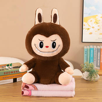 Плед — м'яка іграшка 3 в 1 Лабубу коричневий