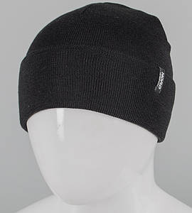 Подвійна вовняна чоловіча шапка з відворотом  (251210), Чорний