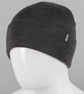 Подвійна вовняна чоловіча шапка з відворотом  (251210), Антрацит