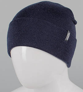 Подвійна вовняна чоловіча шапка з відворотом  (251210), Т.Синій