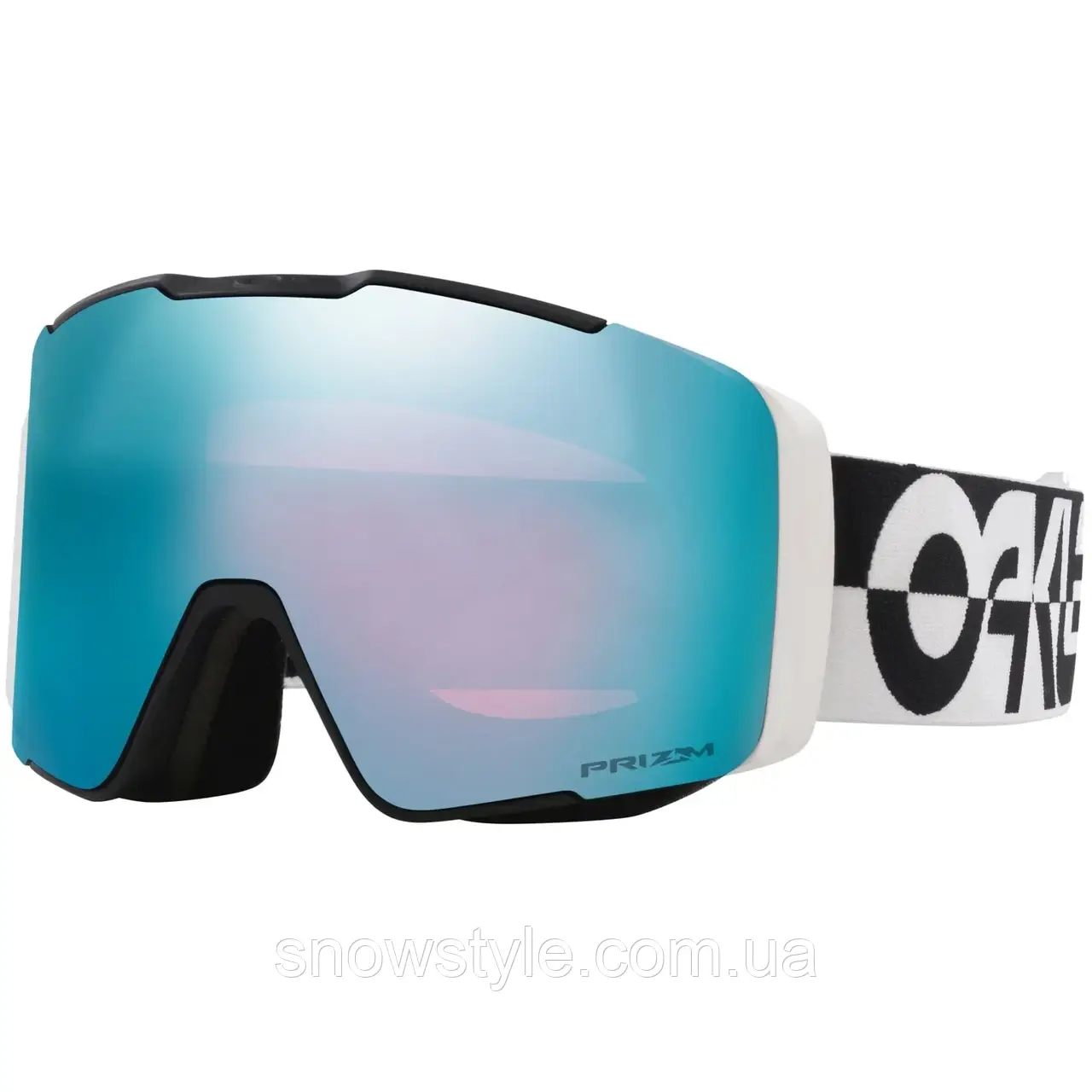 Гірськолижна маска Oakley Line Miner Pro L Black White Duality 2 лінзи Prizm Sapphire + Prizm Torch, фото 1